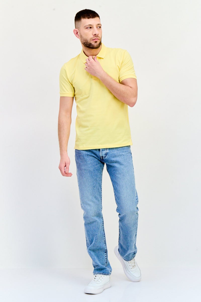 Celio Men Regular Fit Plain Short Sleeves Polo Shirt, Yellow - Image 4